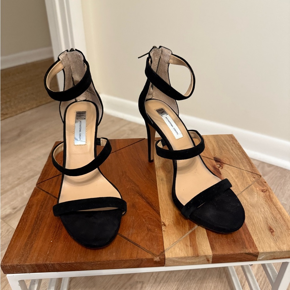 INC International Concepts Black Strappy Heels